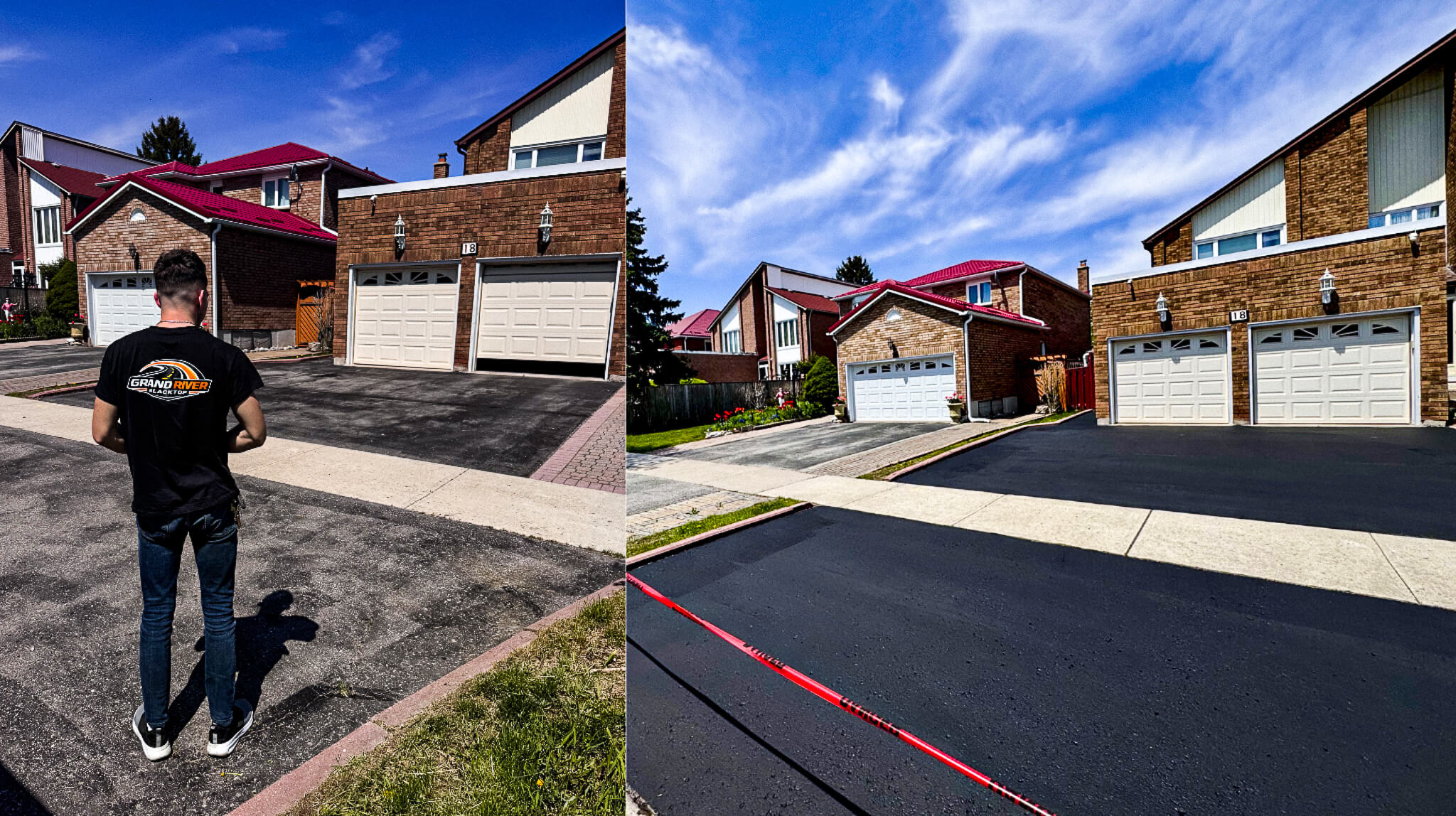 Freshly sealed asphalt driveway by Grand River Blacktop